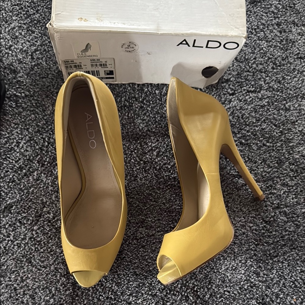 Aldo Yellow Stiletto Heels with Peep Toe